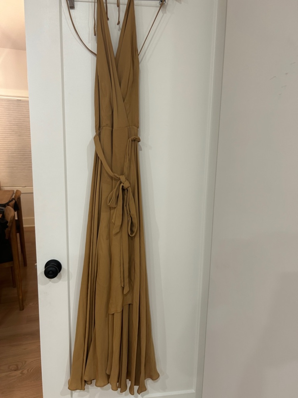 Haute Hippies Sleeveless halter neck evening gown  dark tan